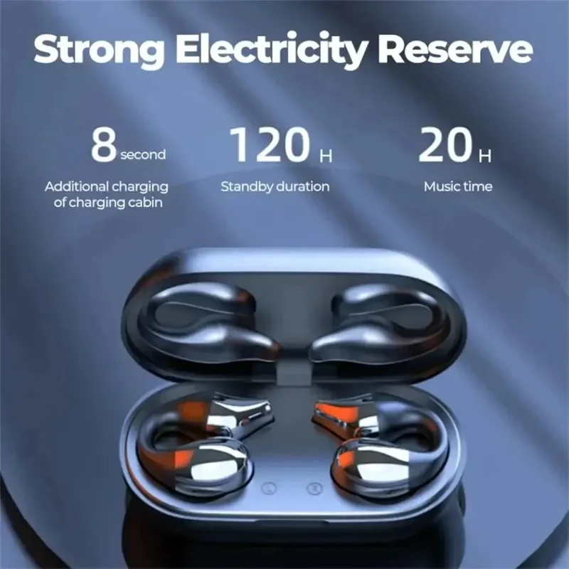 ZENX TWS Wireless Headphones Bluetooth 5.2 Bone Conduction Earphones Earclip Design Touch Control LED In Ear Earbuds Sports Headsets