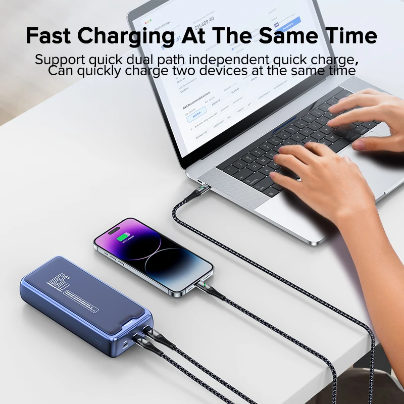 ZENX power bank 30000mAh external battery capacity PD 65W fast charging portable charger Powerbank for laptop iPhone Samsung