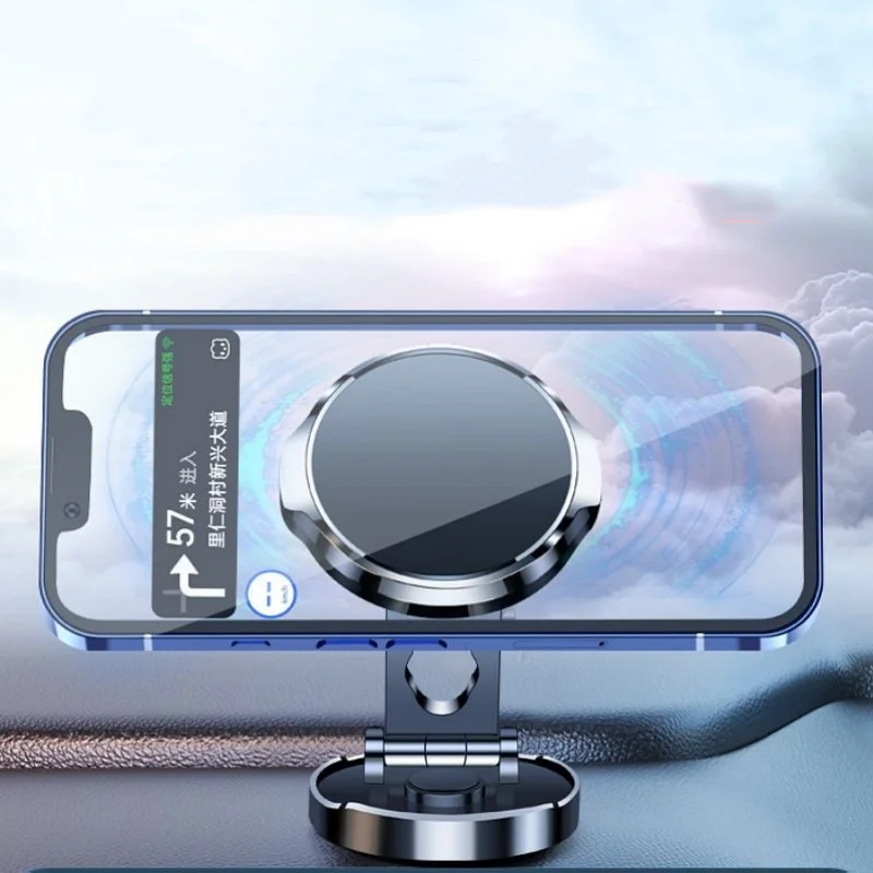 ZENX Round Folding Magnetic Car Holder 360 Degree Rotatable Mobile Phone Bracket Mount Strong Magnet Support For iPhone Samsung Stand