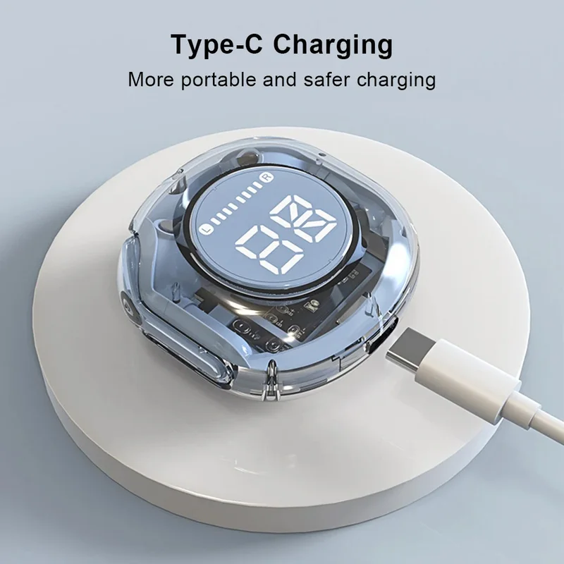 ZENX wireless Bluetooth headset transparent headphones led power digital display stereo sound earphones for sports working