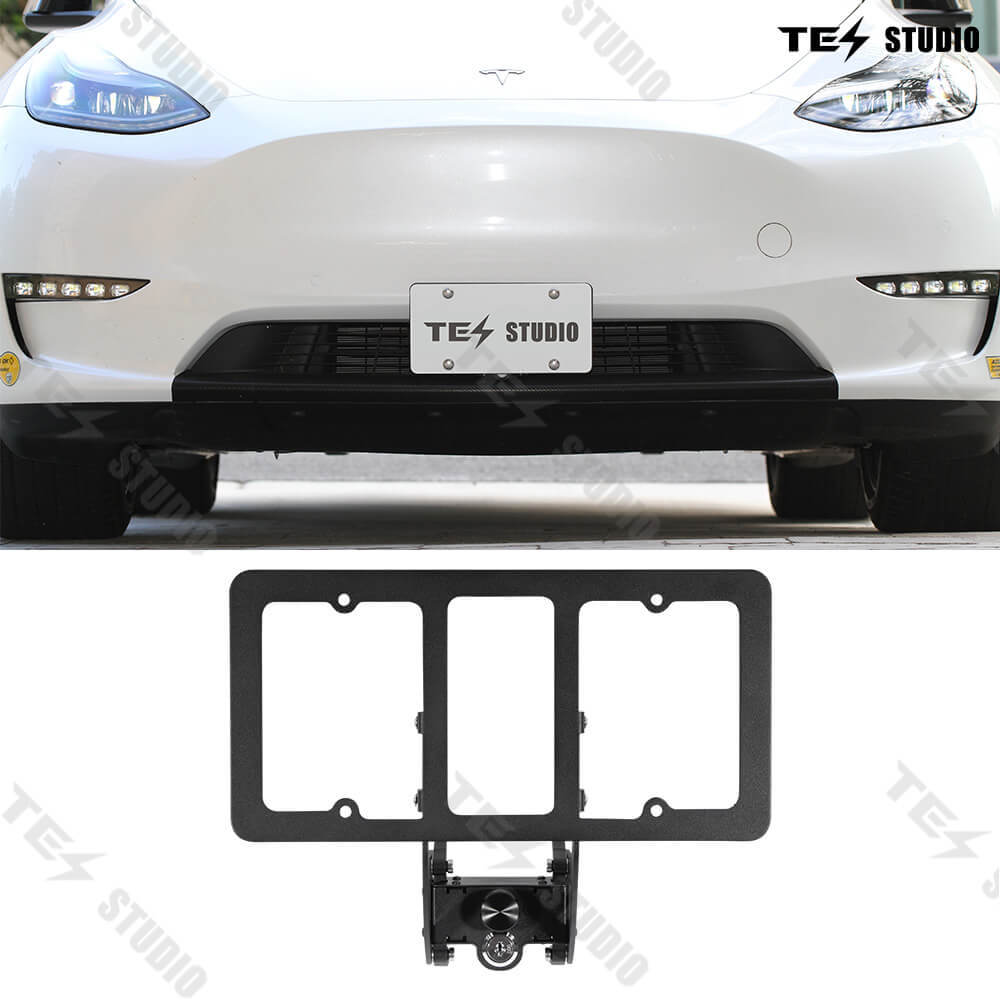 Tesstudio Model 3/Model Y License Plate Frame with Key Lock - Secure and Stylish