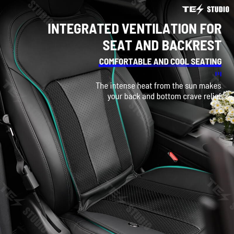 Tesstudio Tesla Ventilated Seat Cover - Black and White, Single/Double Seat Options