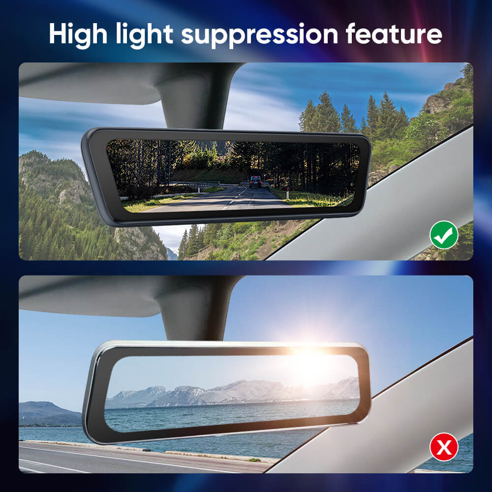 Tesstudio Tesla Model 3/Y/3 Highland Advanced Streaming Rearview Mirror with Night Vision-Tes studioModel 3 Highland interior,Model 3 interior,Model Y interior,Model 3 Highland,Model Y,Model 3,Interiortesla accessories