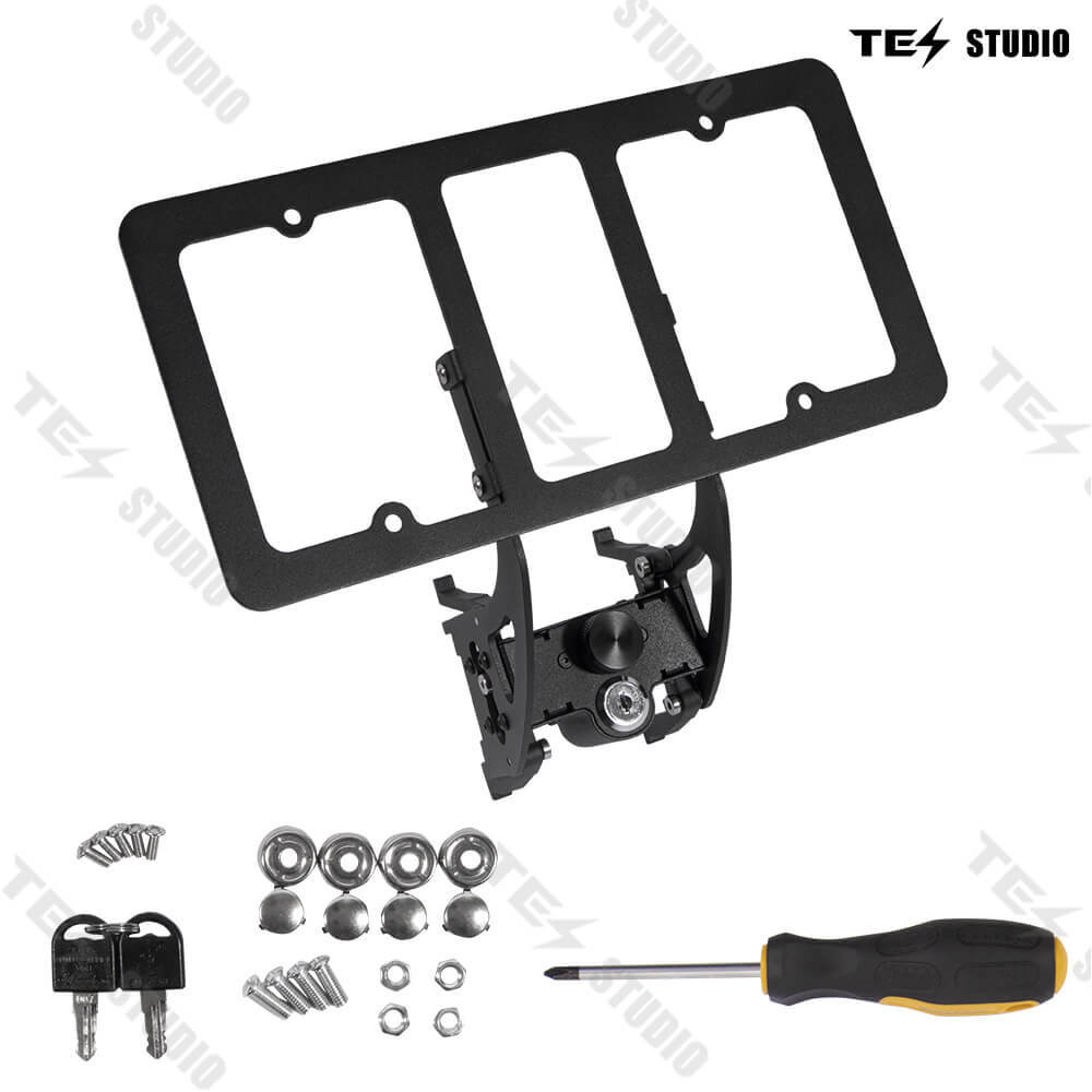 Tesstudio Model 3/Model Y License Plate Frame with Key Lock (T1 Lock Version)