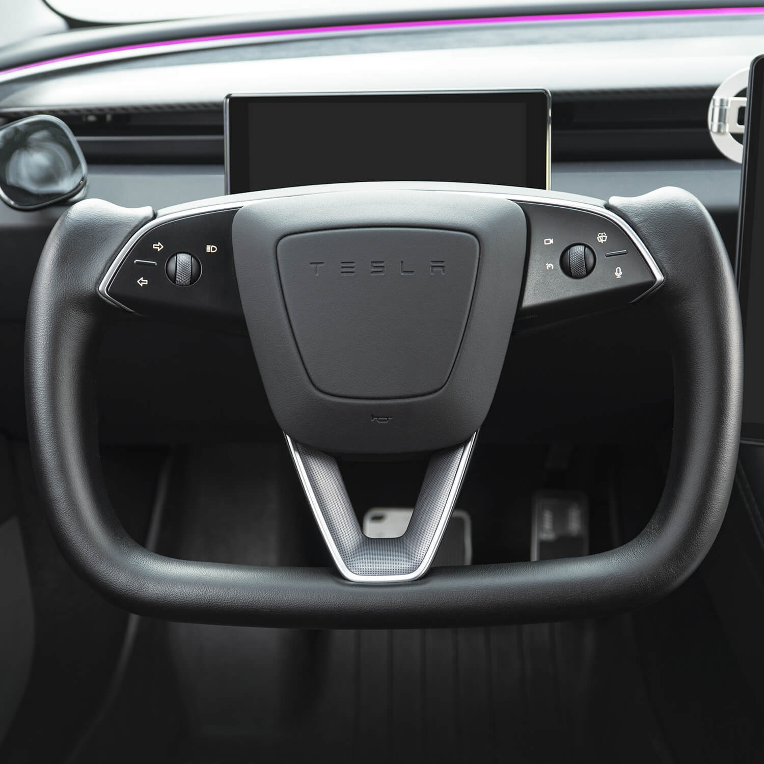 Tesstudio Model 3 Highland Premium Nappa Leather Yoke Steering Wheel-Tes studioSteering Wheel,Model 3 Highland,Model 3 Highland interiortesla accessories