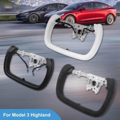 Tesstudio Model 3 Highland Premium Nappa Leather Yoke Steering Wheel-Tes studioSteering Wheel,Model 3 Highland,Model 3 Highland interiortesla accessories