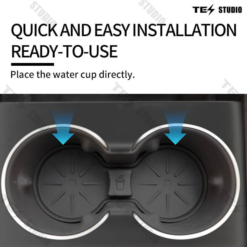Tesstudio Tesla Model 3 2024 Cup Holder Mats Non-Slip Waterproof Silicone