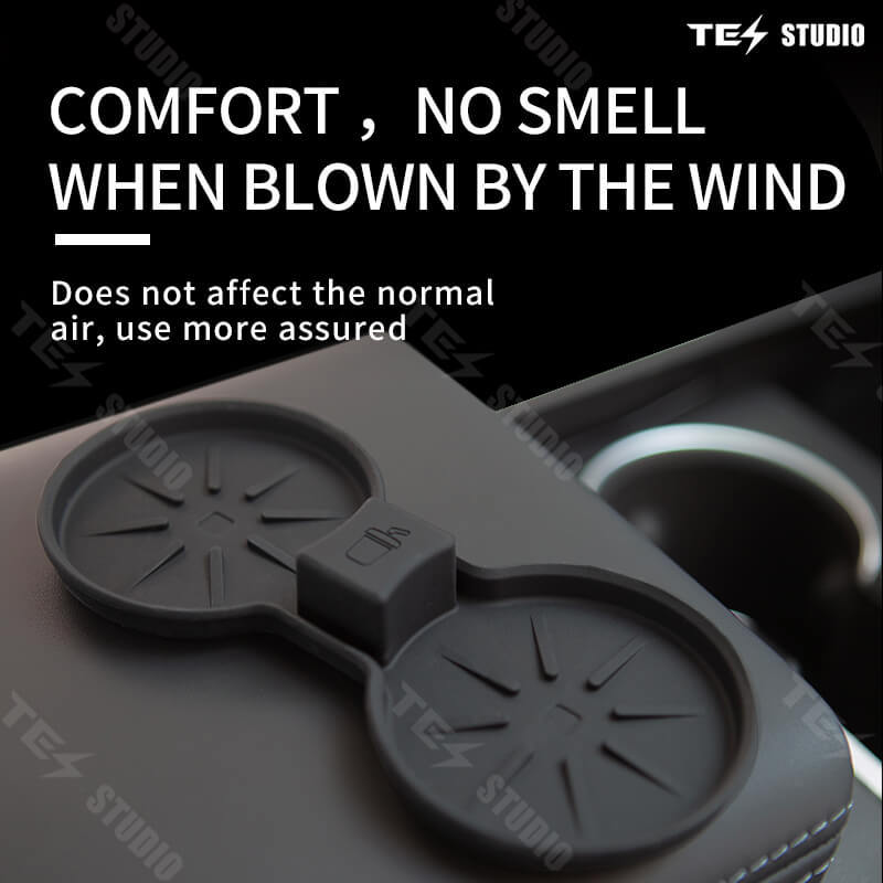 Tesstudio Tesla Model 3 2024 Cup Holder Mats Non-Slip Waterproof Silicone