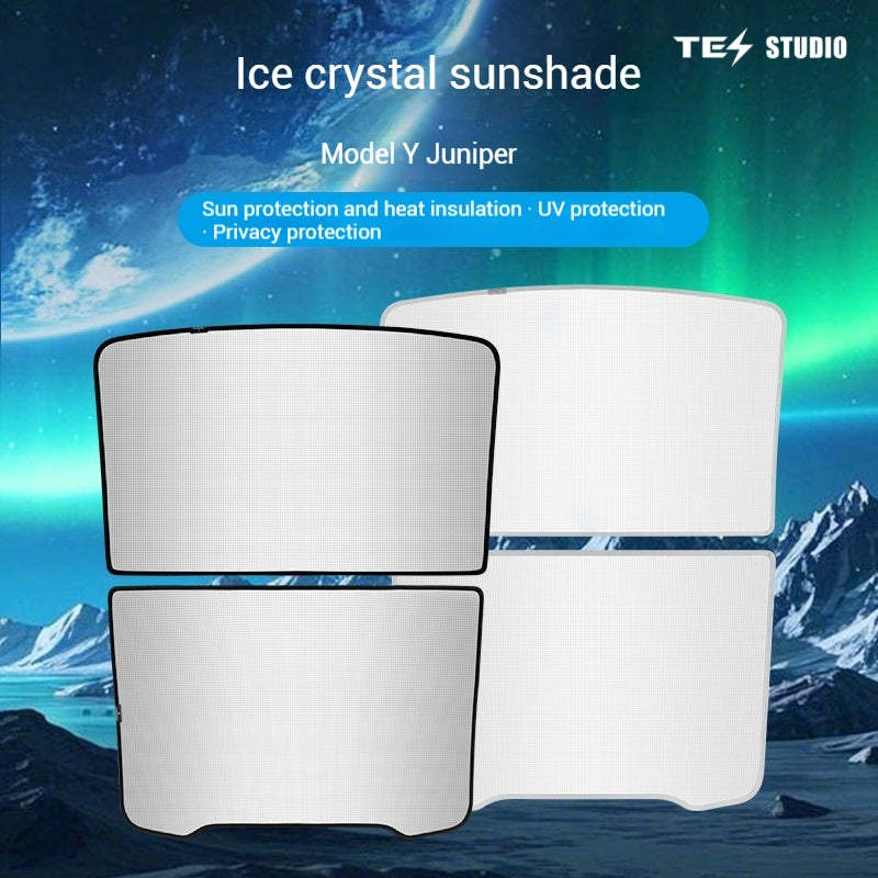 Tesla Model Y Juniper Crystal Mesh Sunshade  Model Y Juniper Sunshade Roof Shade Interior Accessories Tesstudio?