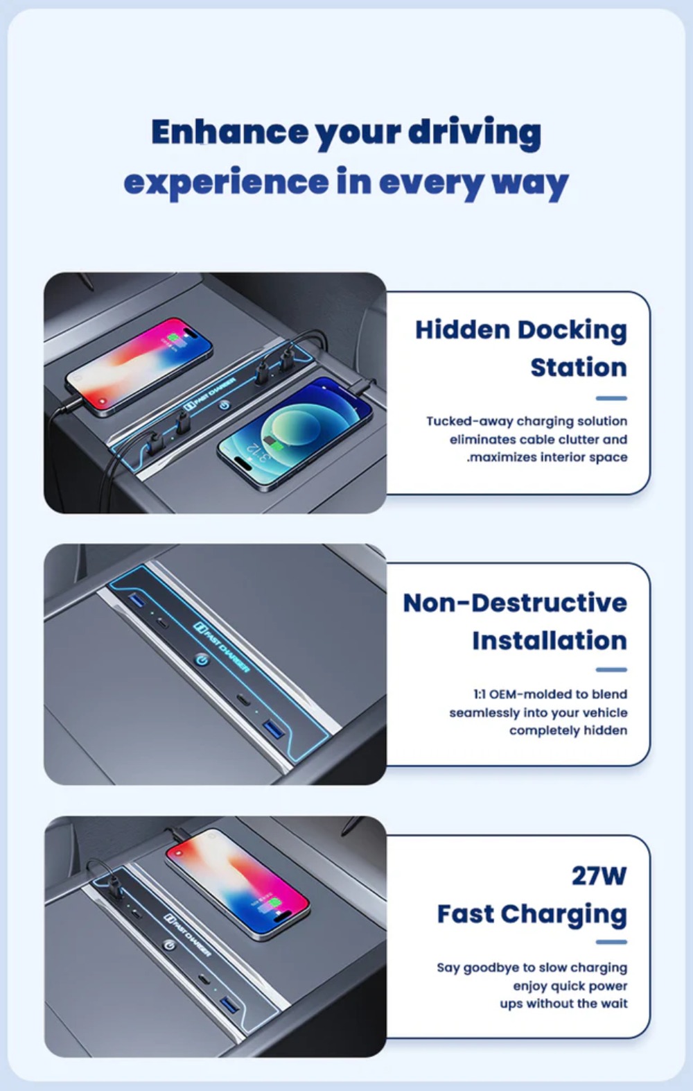 Tesla Model 3 Highland Center Console USB Hub Docking Station Fast Charger With Dynamic Ambient Light Tesstudio?