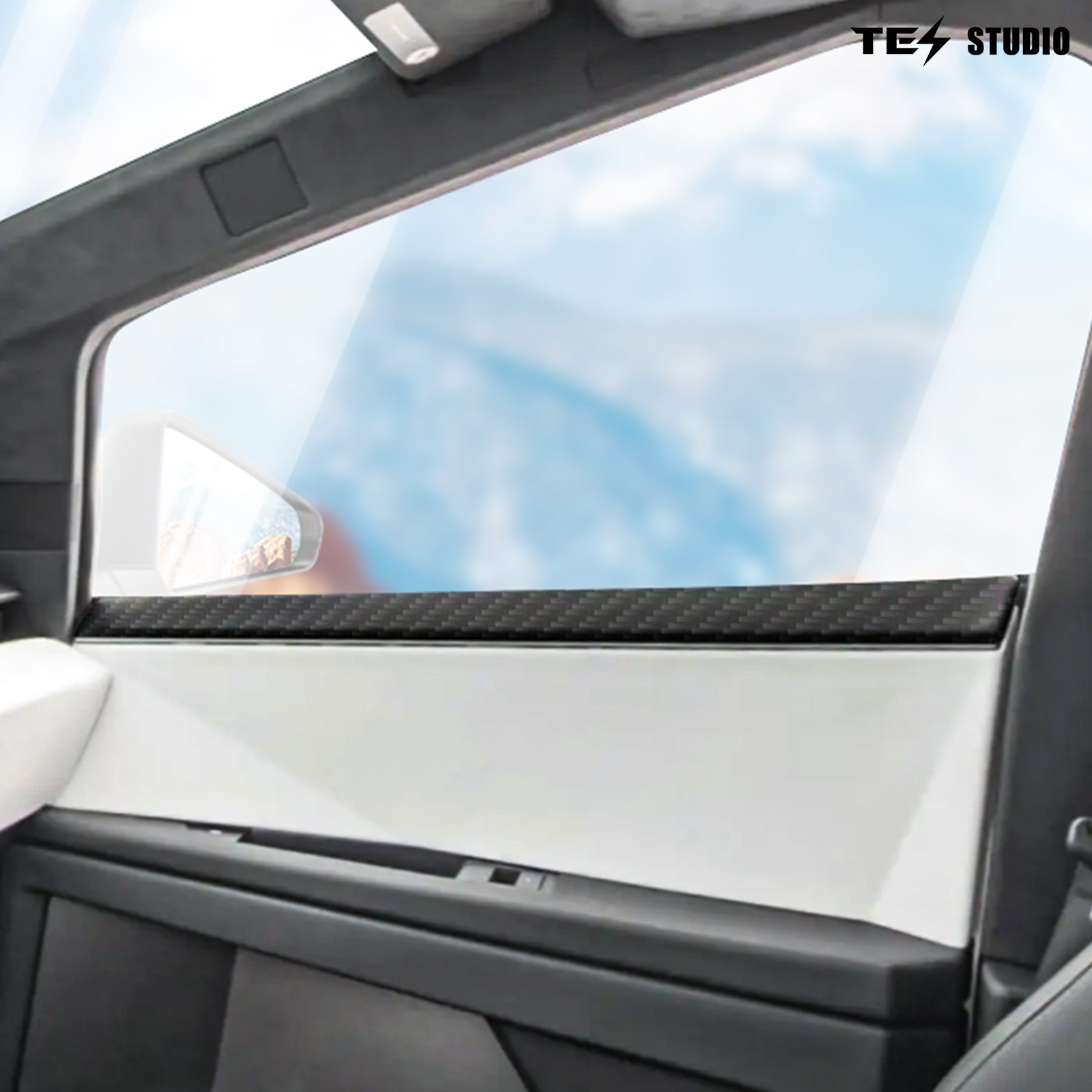 [Real Carbon Fiber] Tesla Cybertruck Accessories Door Panel Covers Premium Front & Rear Upper Overlays Tesstudio?