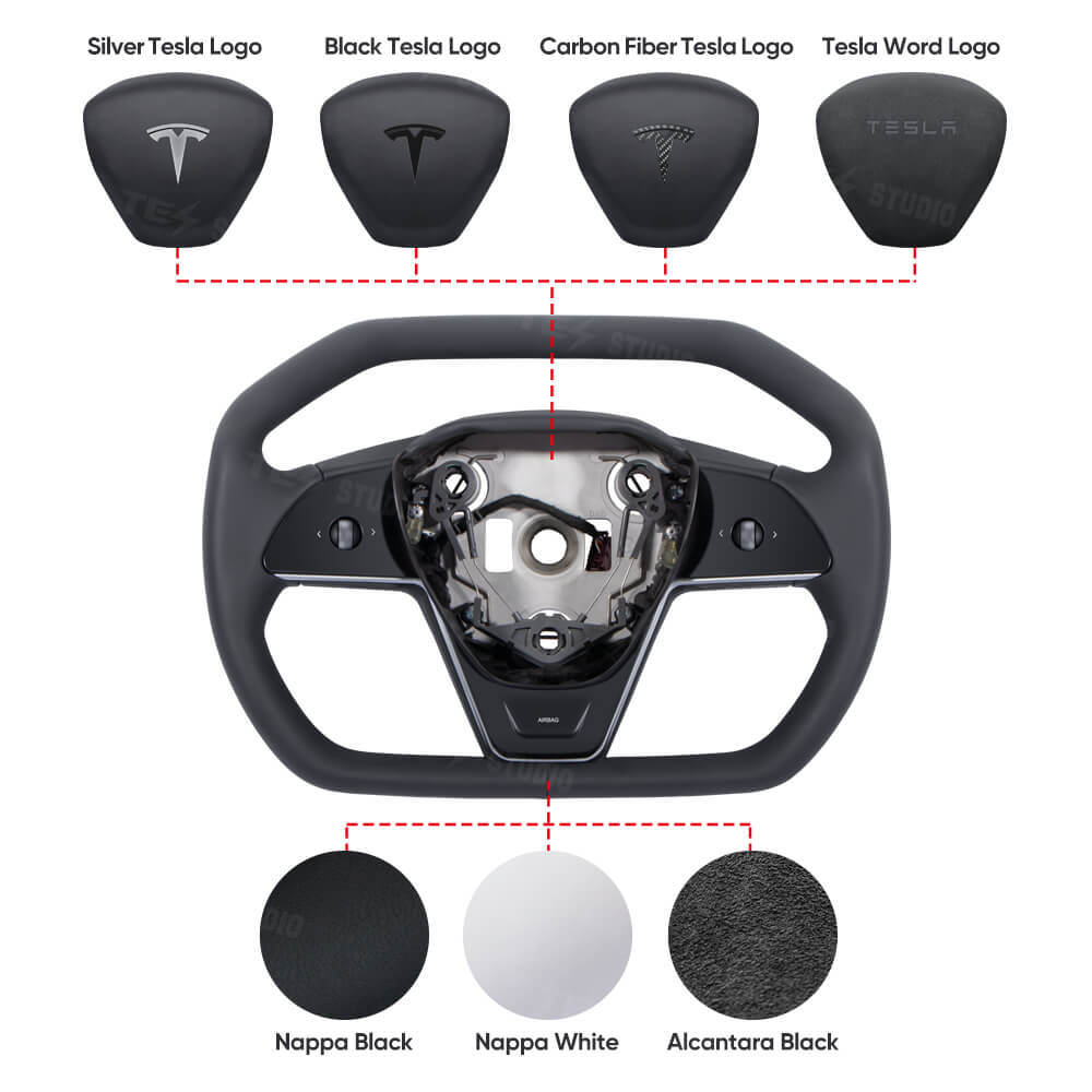 Tes Studio Cybertruck Style Steering Wheel for Tesla Model 3 & Y-Tes studioSteering Wheel,Model 3 interior,Model 3,Model Y interior,Model Ytesla accessories