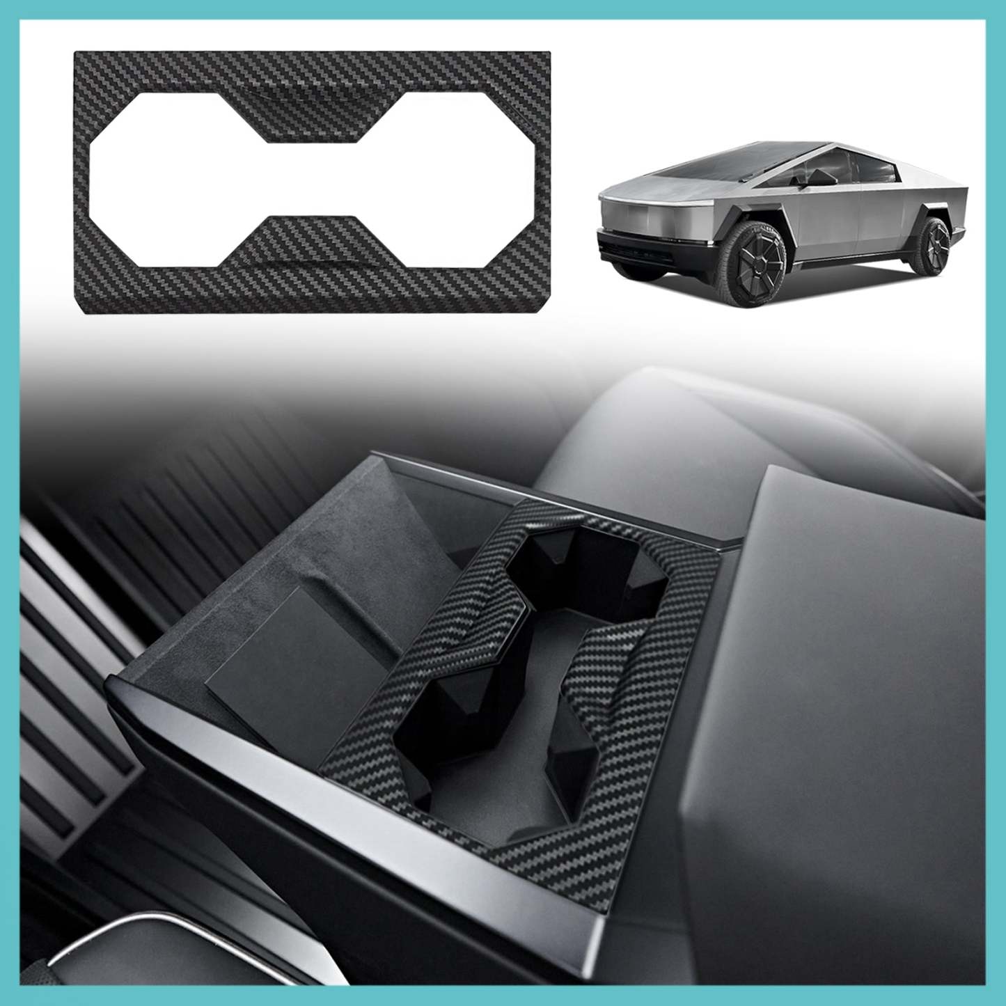 Tesstudio Cup Holder Trim Cover for Cybertruck