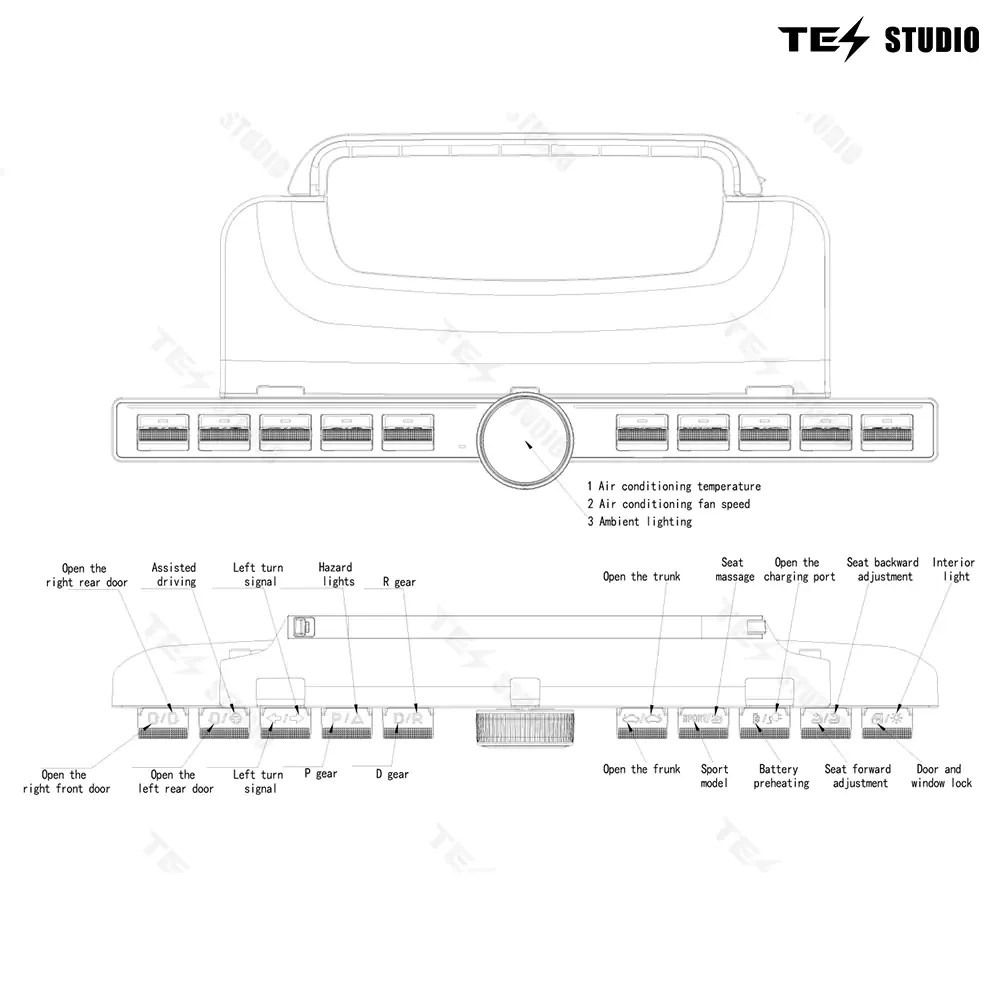 Tesstudio Magic Rotating Button Docking Station for Tesla Model 3/Y/Highland