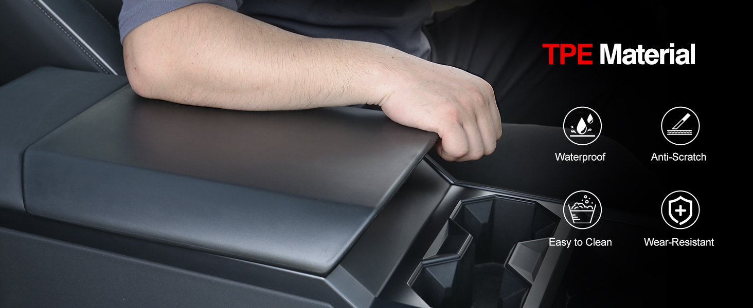Foronetry TPE Center Console Armrest Cover for Tesla Cybertruck 2024
