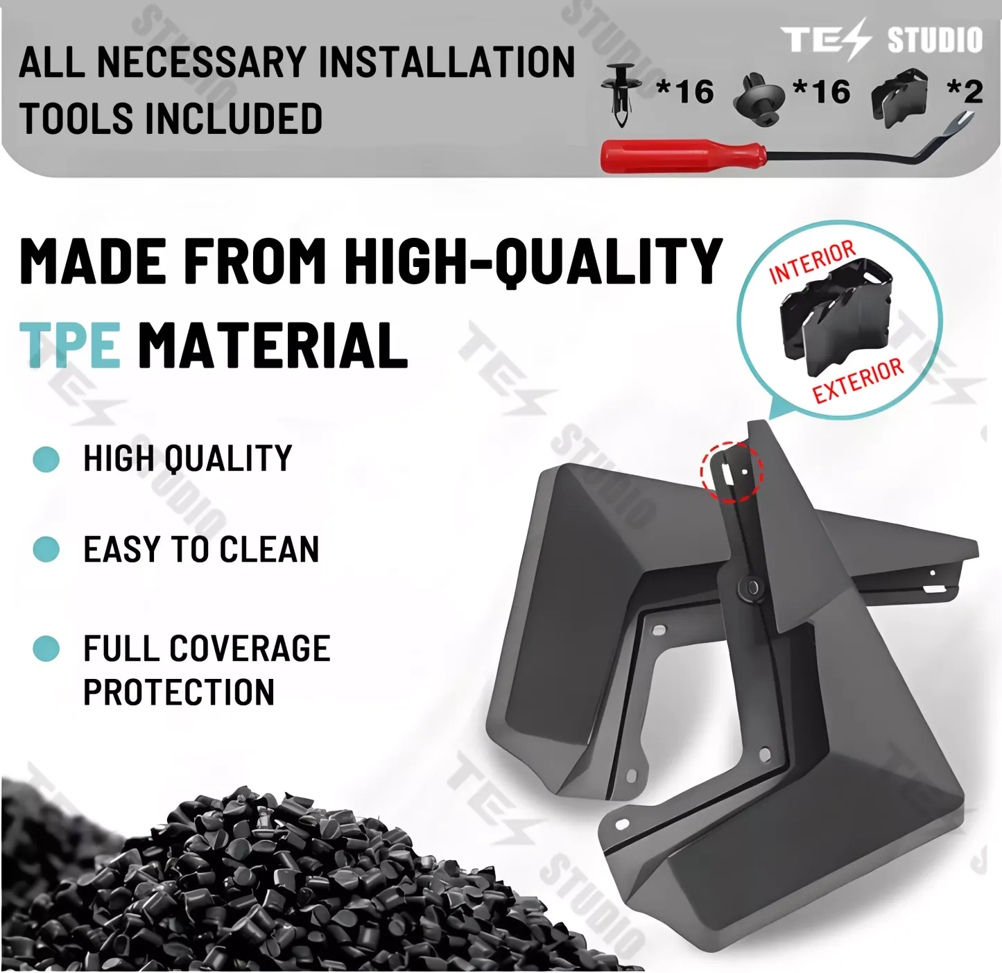Tesstudio Mud Flaps Mudflaps for Cybertruck