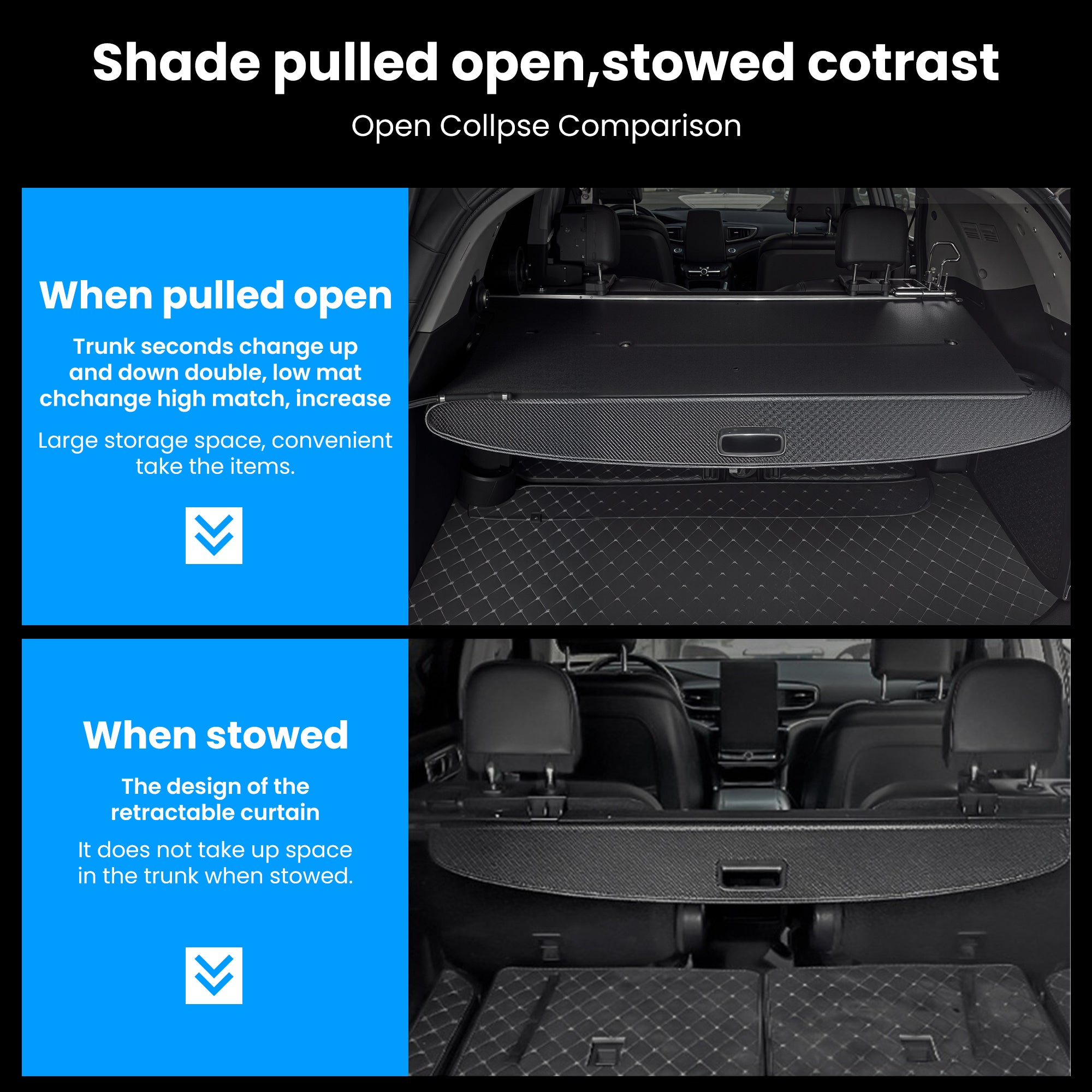 Retractable Rear Trunk Privacy Cargo Cover For Tesla Model Y Juniper