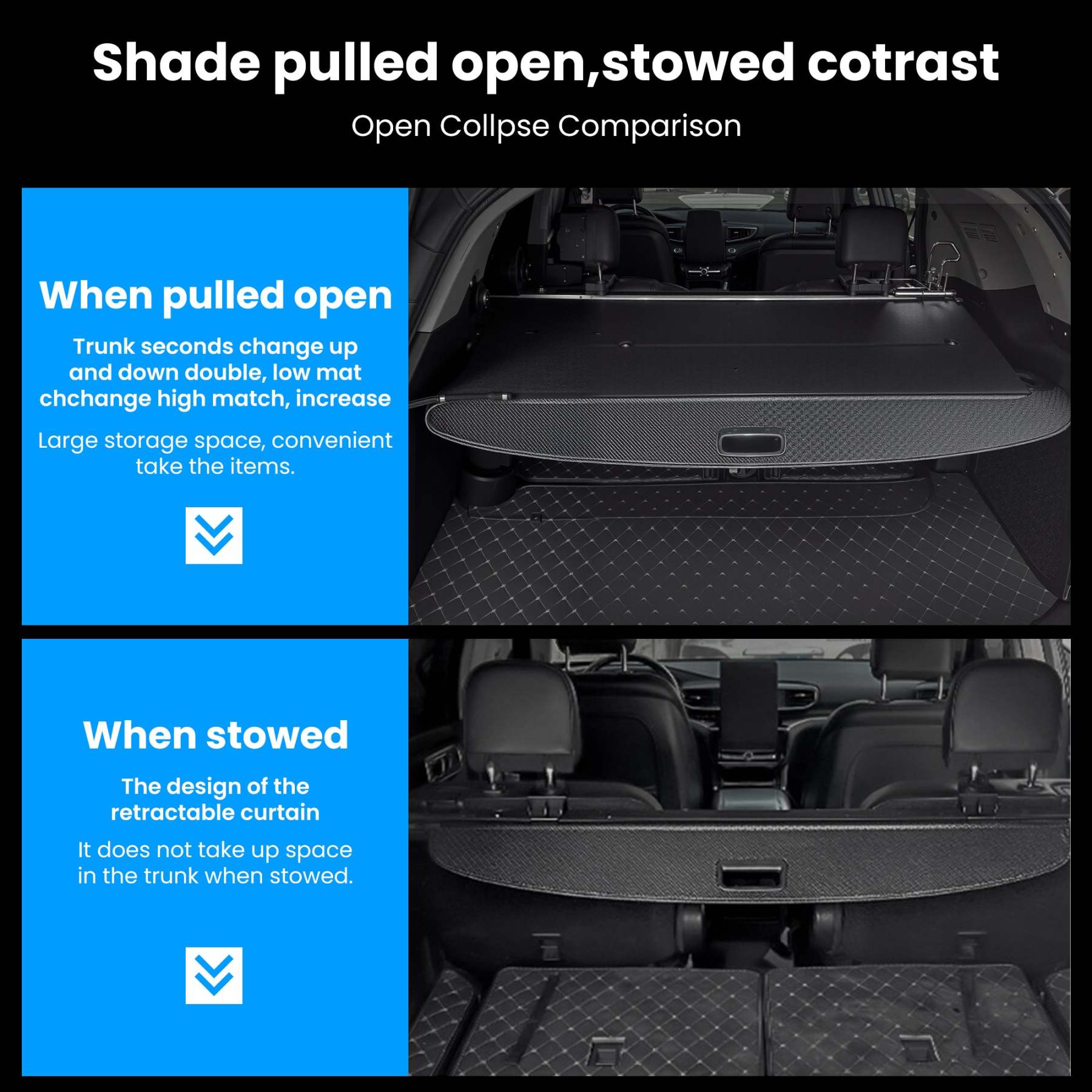 Retractable Rear Trunk Privacy Cargo Cover For Tesla Model Y Juniper
