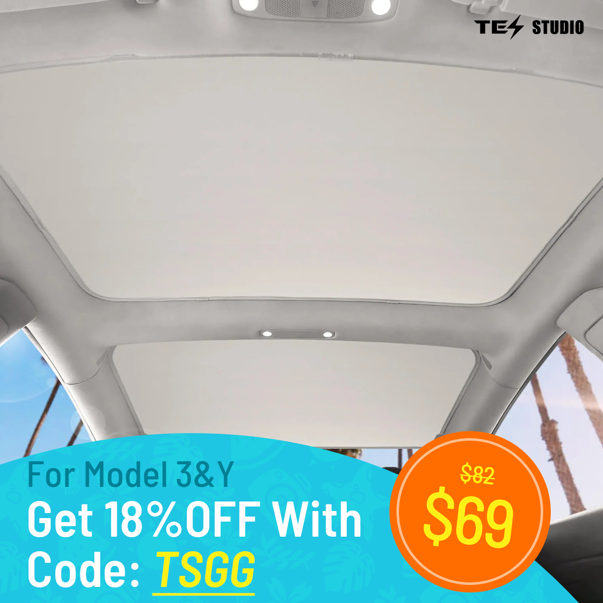 Simple Sunshade Summer Tesla Model 3/Y Roof Sunshade