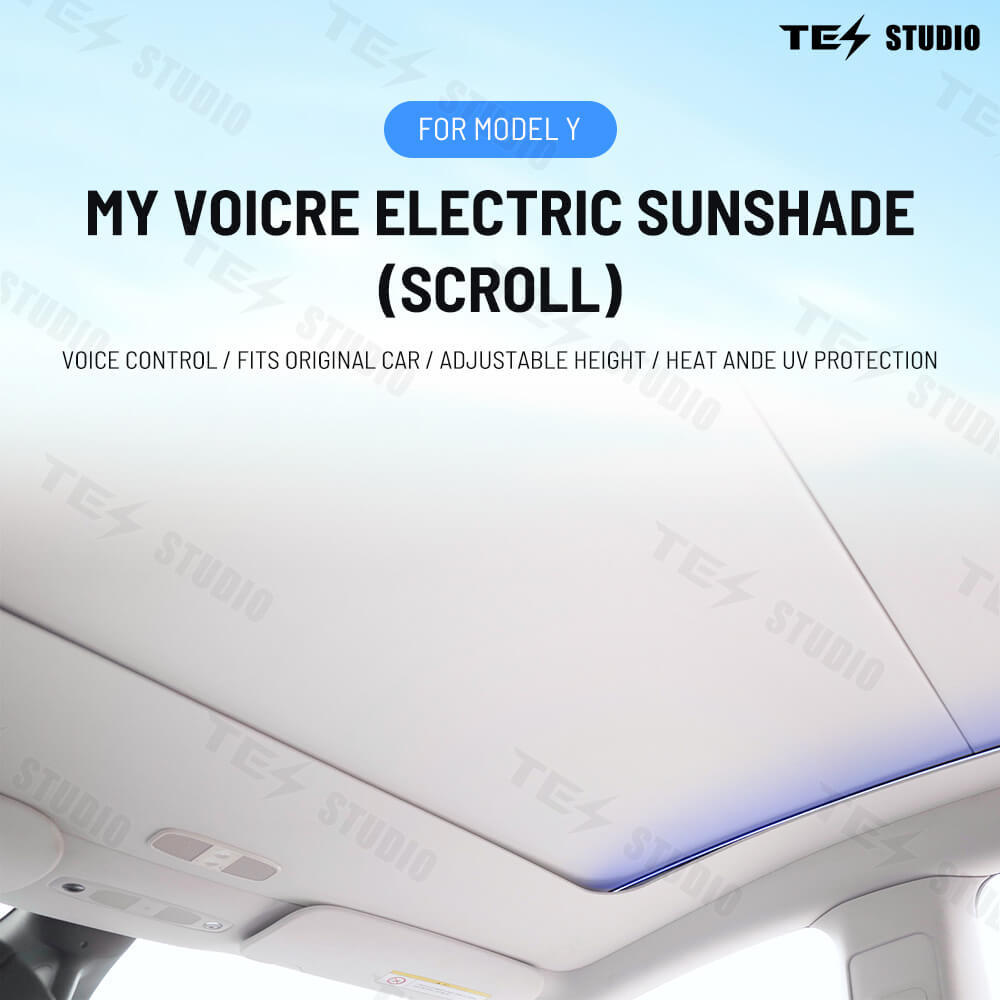 Tesstudio Tesla Model Y Voice-Controlled Electric Sunshade with Ambien