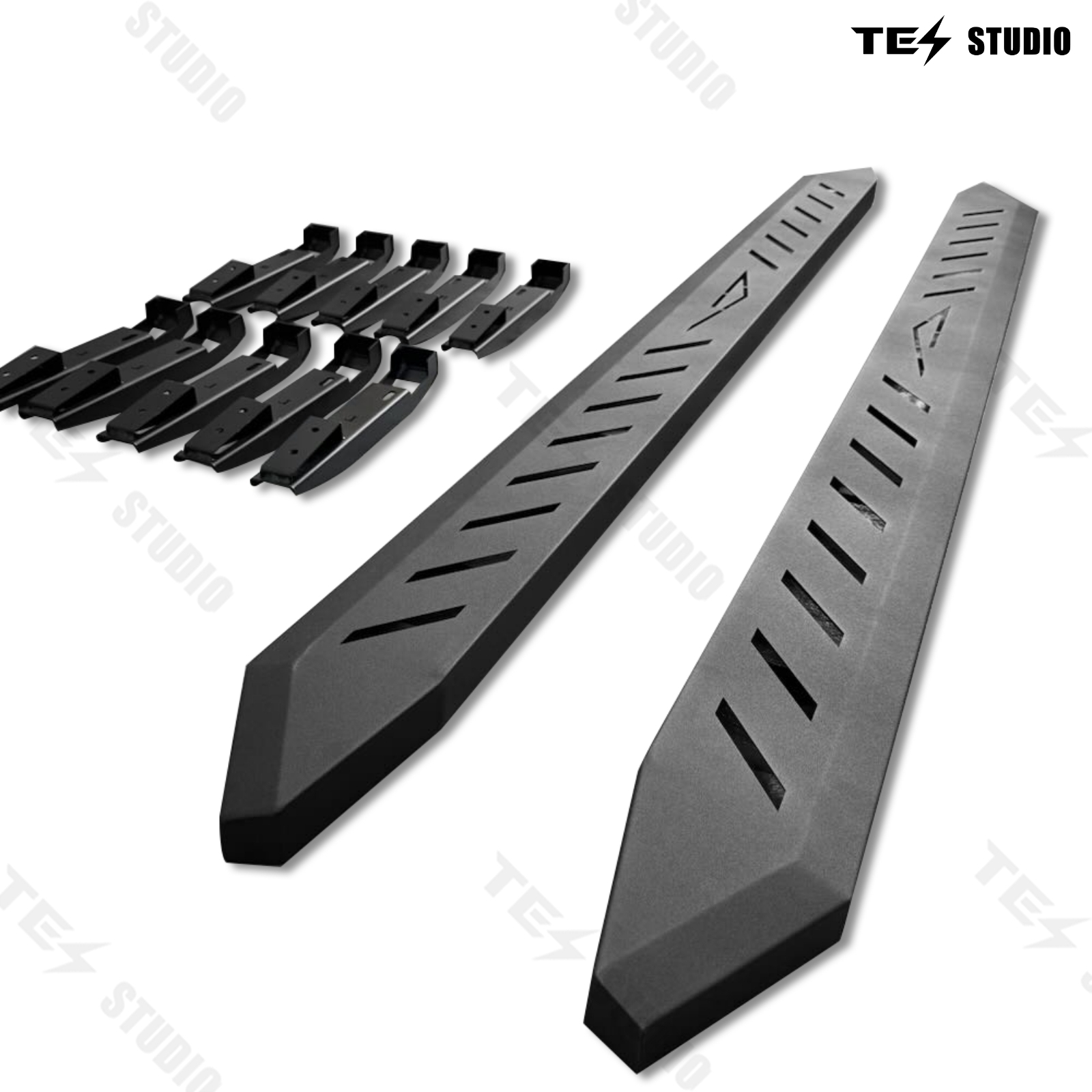 Tesstudio Cybertruck Accessories Black Running Boards Side Steps Exterior Brackets Nerf Bars for Tesla Cybertruck