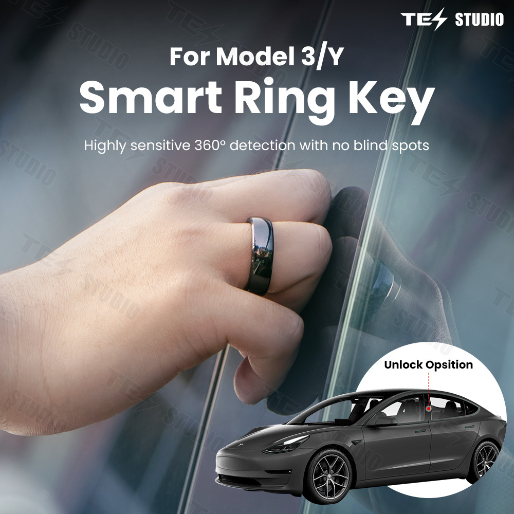 Tesstudio Tesla Model 3/Y Smart Key NFC Ceramic Keyring RFID Tech Card Key Fob Made With Original Card