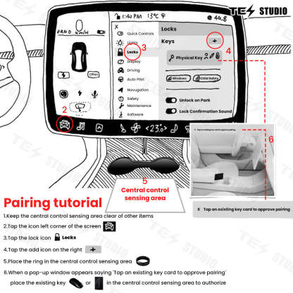 Tesstudio Tesla Model 3/Y Smart Key NFC Ceramic Keyring RFID Tech Card Key Fob Made With Original Card