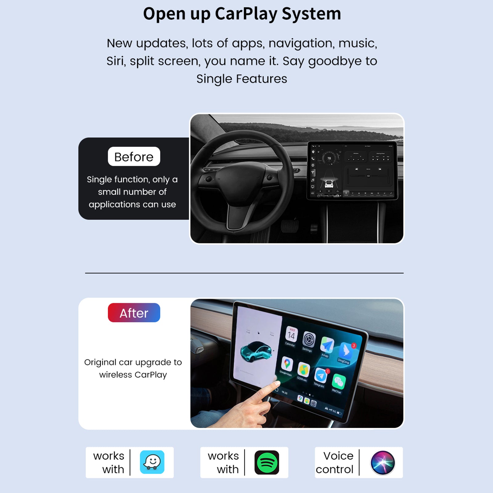 Tesla Model 3/3 Highland Model Y / Y Juniper Center Control Screen CarPlay Auto Decode Module Tesstudio?