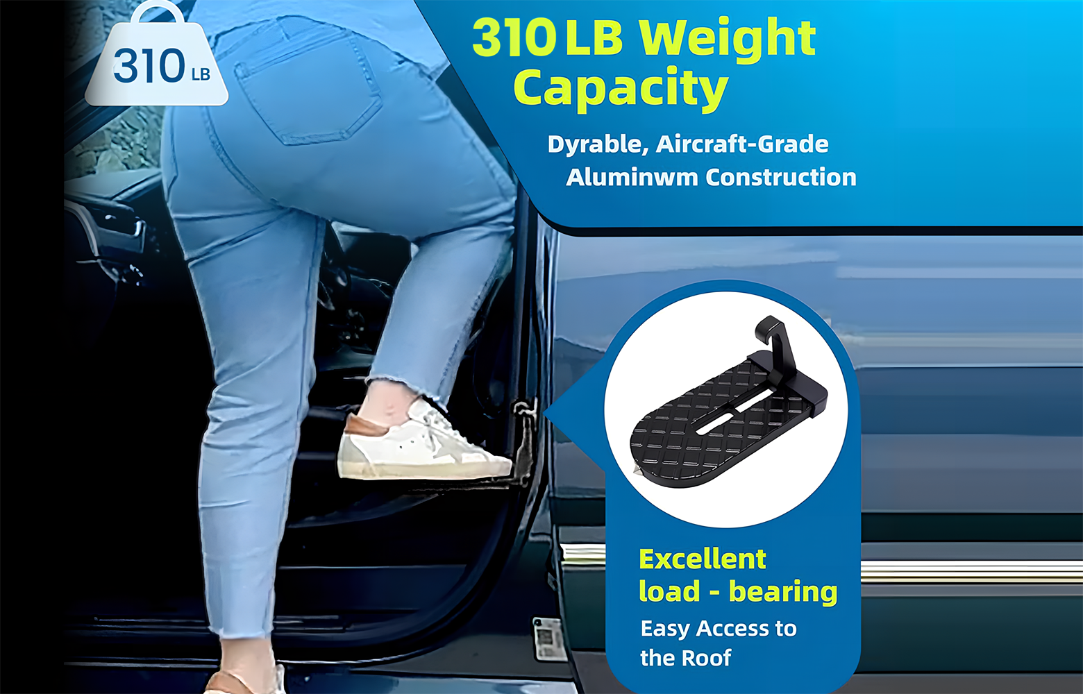 Car Door Step Folding Aluminum Alloy Car Step Universal Fit Most Cars SUVs and Trucks