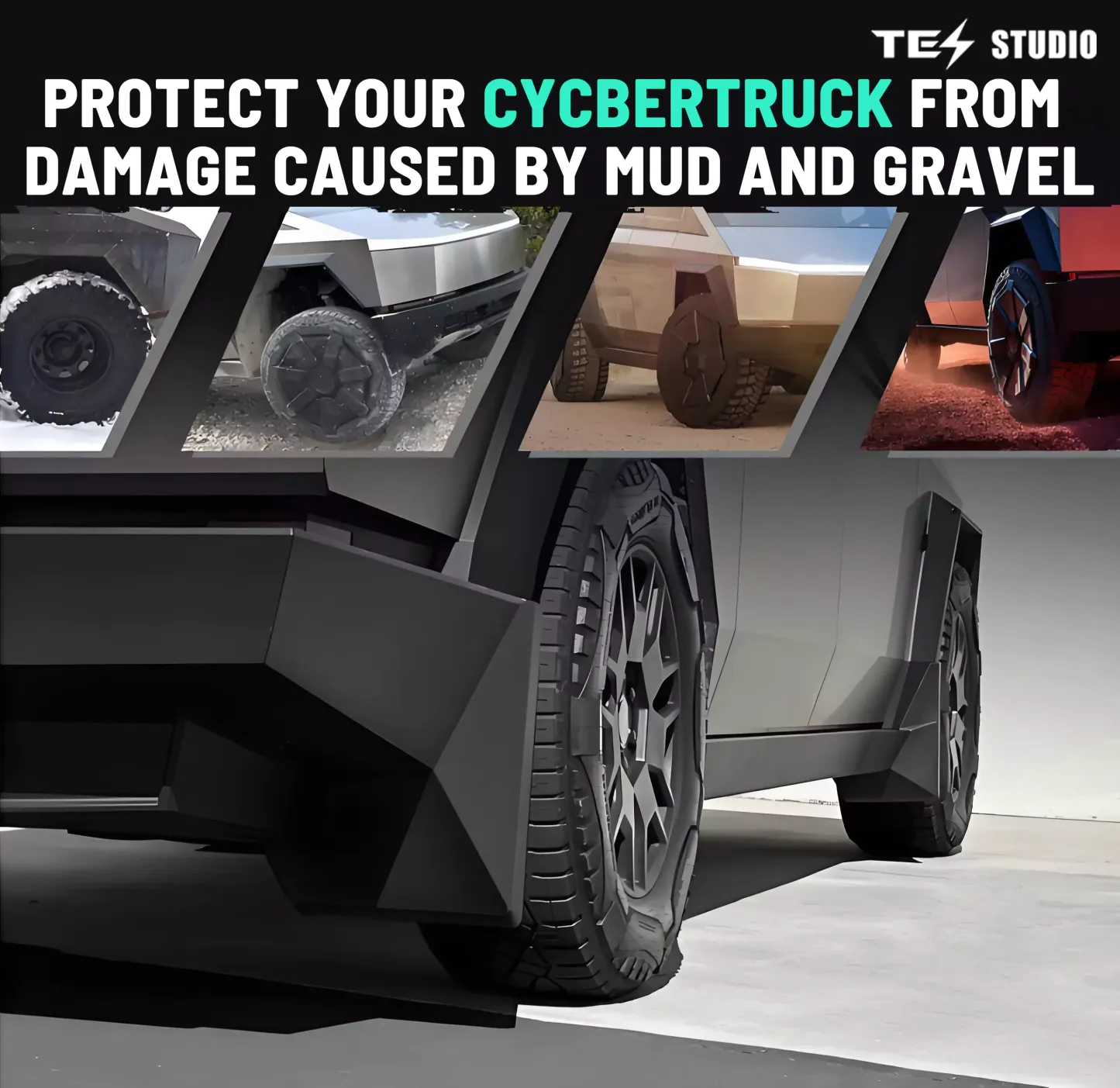 Tesstudio Mud Flaps Mudflaps for Cybertruck