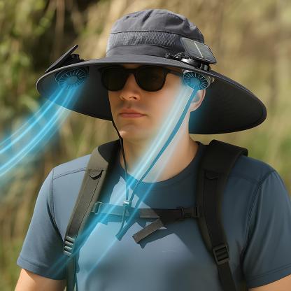 Solar-Powered Cooling Hat with USB Fan Outdoor Wide Brim Hat Tesstudio?