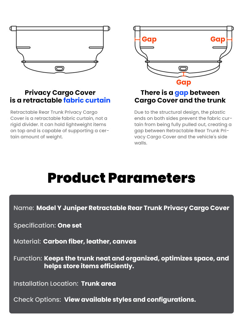 Tesla Model Y Juniper Interior Accessories Cargo Cover Rear Trunk Shield Privacy Cover Tesstudio?