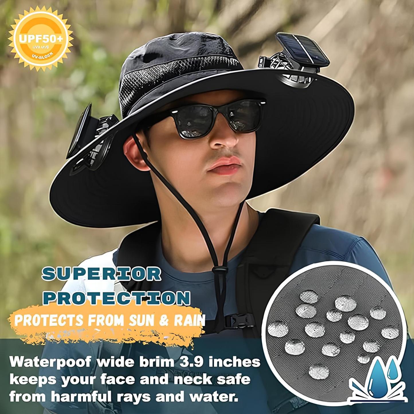 Solar-Powered Cooling Hat with USB Fan Outdoor Wide Brim Hat Tesstudio?