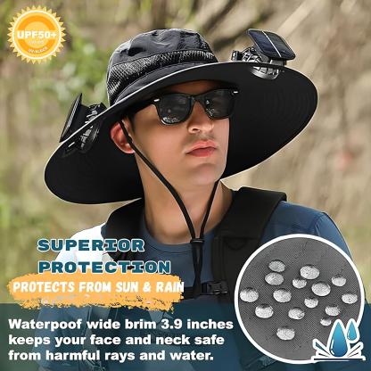 Solar-Powered Cooling Hat with USB Fan Outdoor Wide Brim Hat Tesstudio?