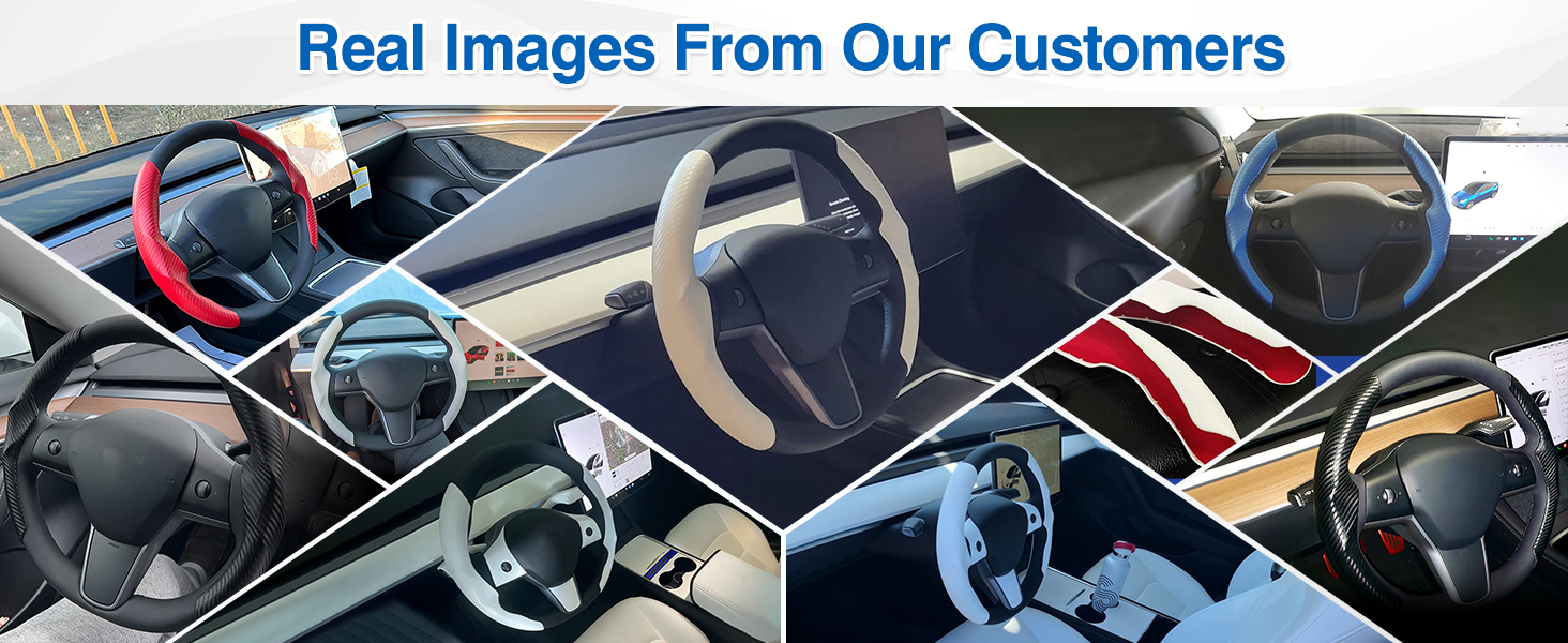 carbon fiber steering wheel covers segment car wheel protector trim wrap tesla model y 3 auto parts