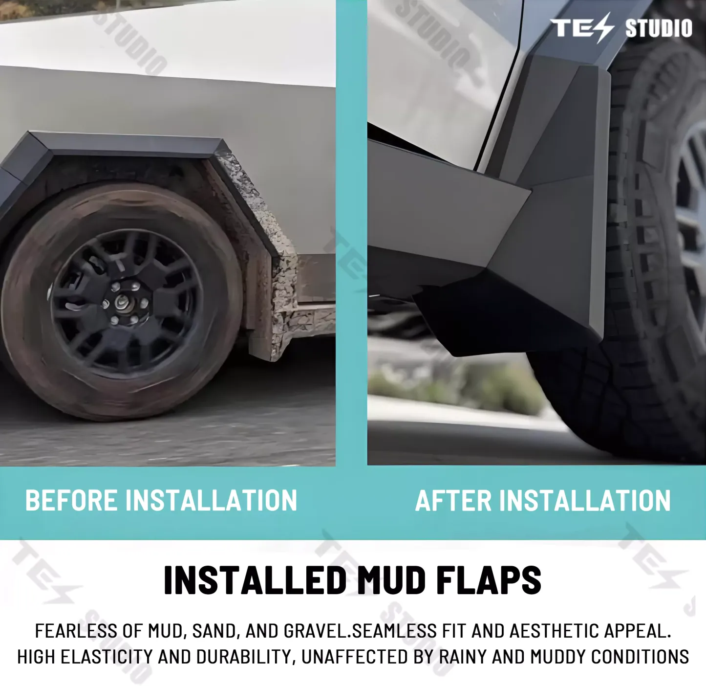 Tesstudio Mud Flaps Mudflaps for Cybertruck