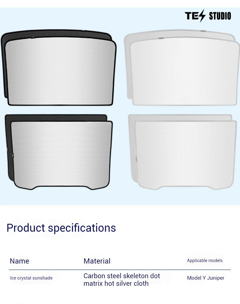 Tesla Model Y Juniper Crystal Mesh Sunshade  Model Y Juniper Sunshade Roof Shade Interior Accessories Tesstudio?
