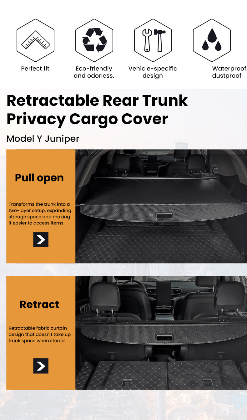 Tesla Model Y Juniper Interior Accessories Cargo Cover Rear Trunk Shield Privacy Cover Tesstudio?