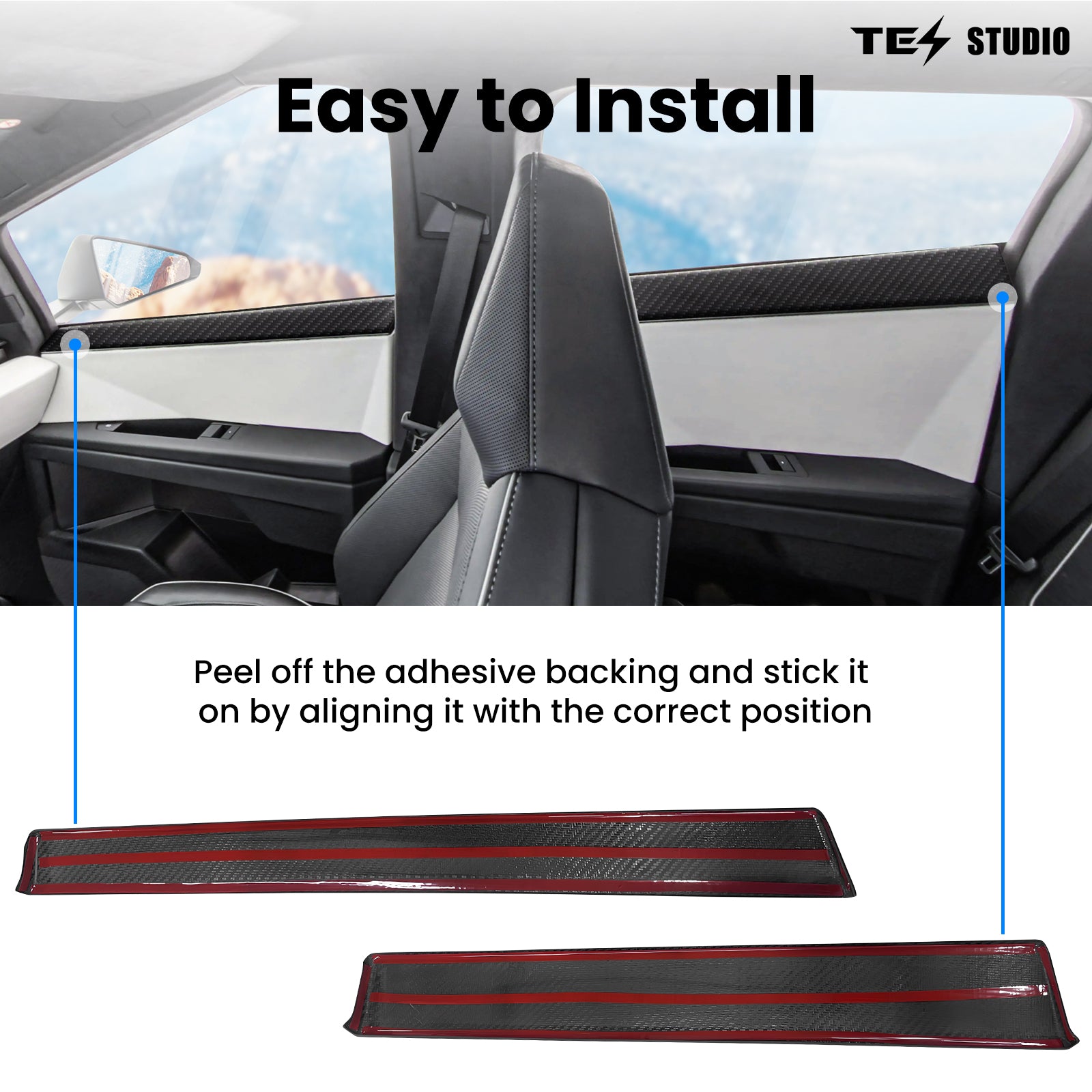 [Real Carbon Fiber] Tesla Cybertruck Accessories Door Panel Covers Premium Front & Rear Upper Overlays Tesstudio?