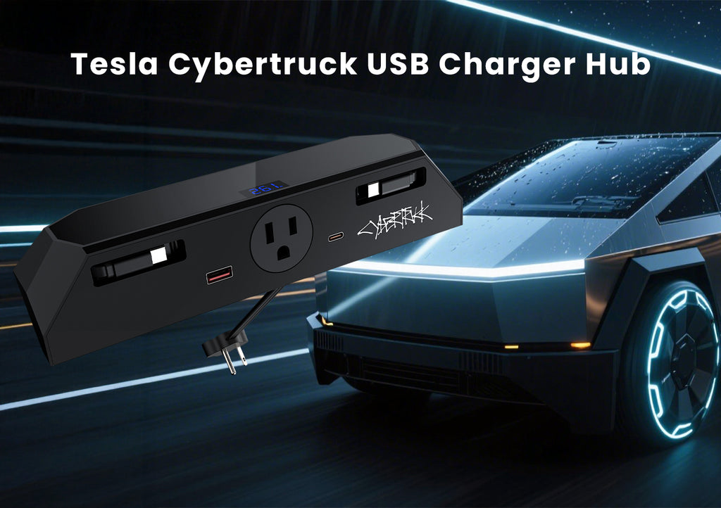 Tesla Charger Cybertruck Center Console 110V/USB Charger Hub Outlet With 110V(AC)/5V Cybertruck Interior Accessories Tesstudio?
