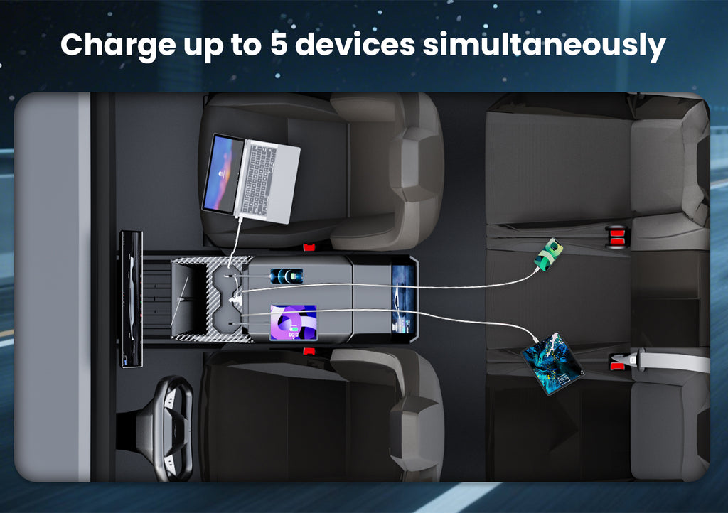 Tesla Charger Cybertruck Center Console 110V/USB Charger Hub Outlet With 110V(AC)/5V Cybertruck Interior Accessories Tesstudio?