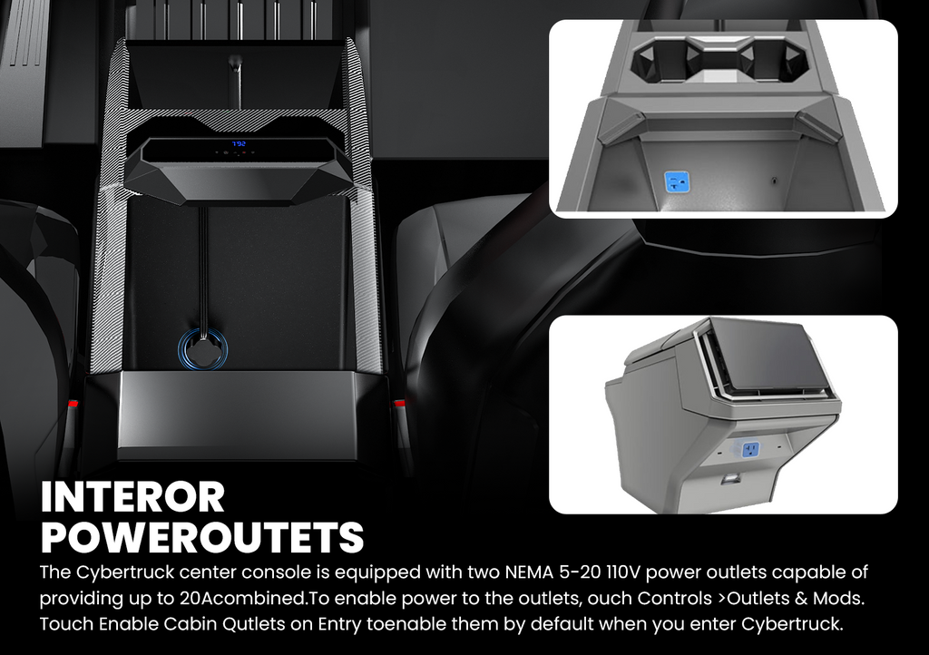 Tesla Cybertruck Center Console 110V/USB Charger Hub Outlet With 110V(AC)/5V Tesstudio?