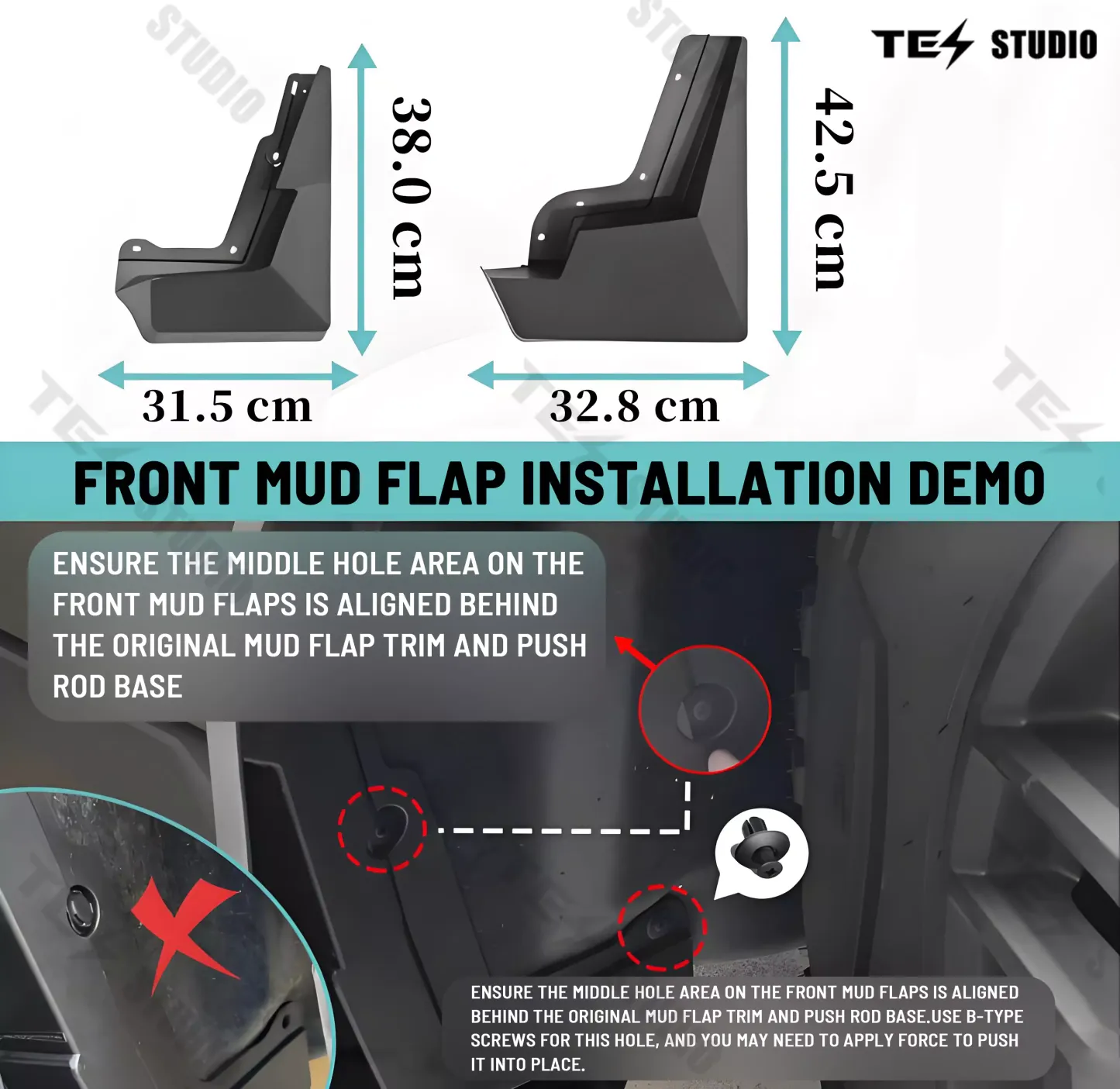 Tesstudio Mud Flaps Mudflaps for Cybertruck