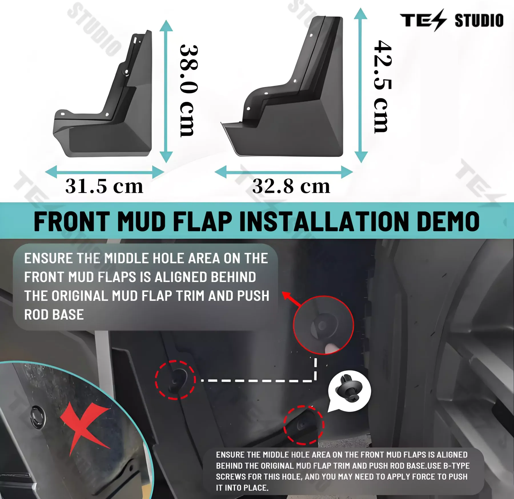 Tesstudio Mud Flaps Mudflaps for Cybertruck
