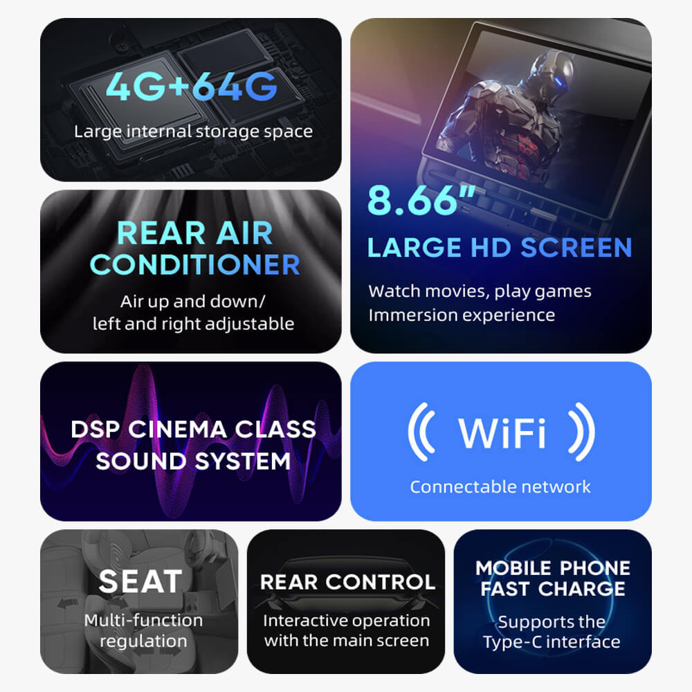 Tesstudio R86 Android Rear Entertainment Screen for Tesla Model 3/Y - Essential Tesla Accessories Upgrade with 8.66" HD Display-Tes studioScreen,Model Y interior,Model 3 interior,Model Y,Model 3tesla accessories