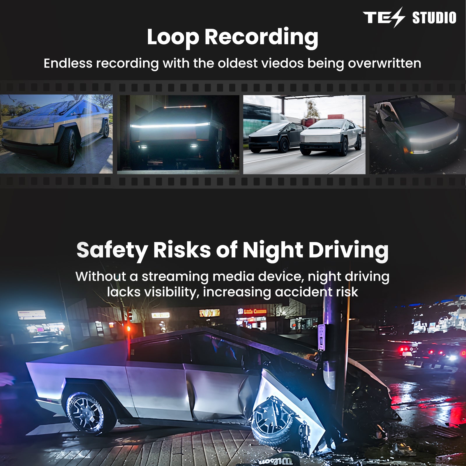 Tesla Cybertruck Streaming Rearview Mirror S8 Plus Front And Rear Dual Recording Digital APP Version Tesstudio?