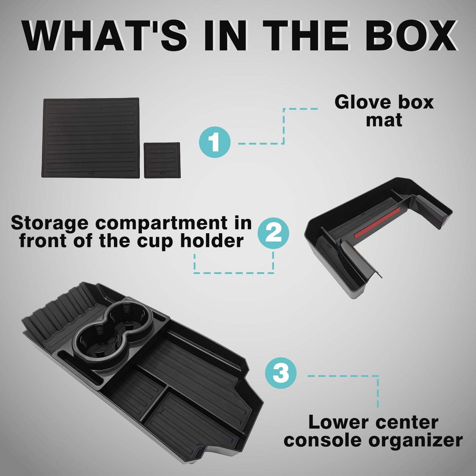 Tesstudio Bundle of Floor Lower Tray+ Cup Holder Front Tray for Cybertruck