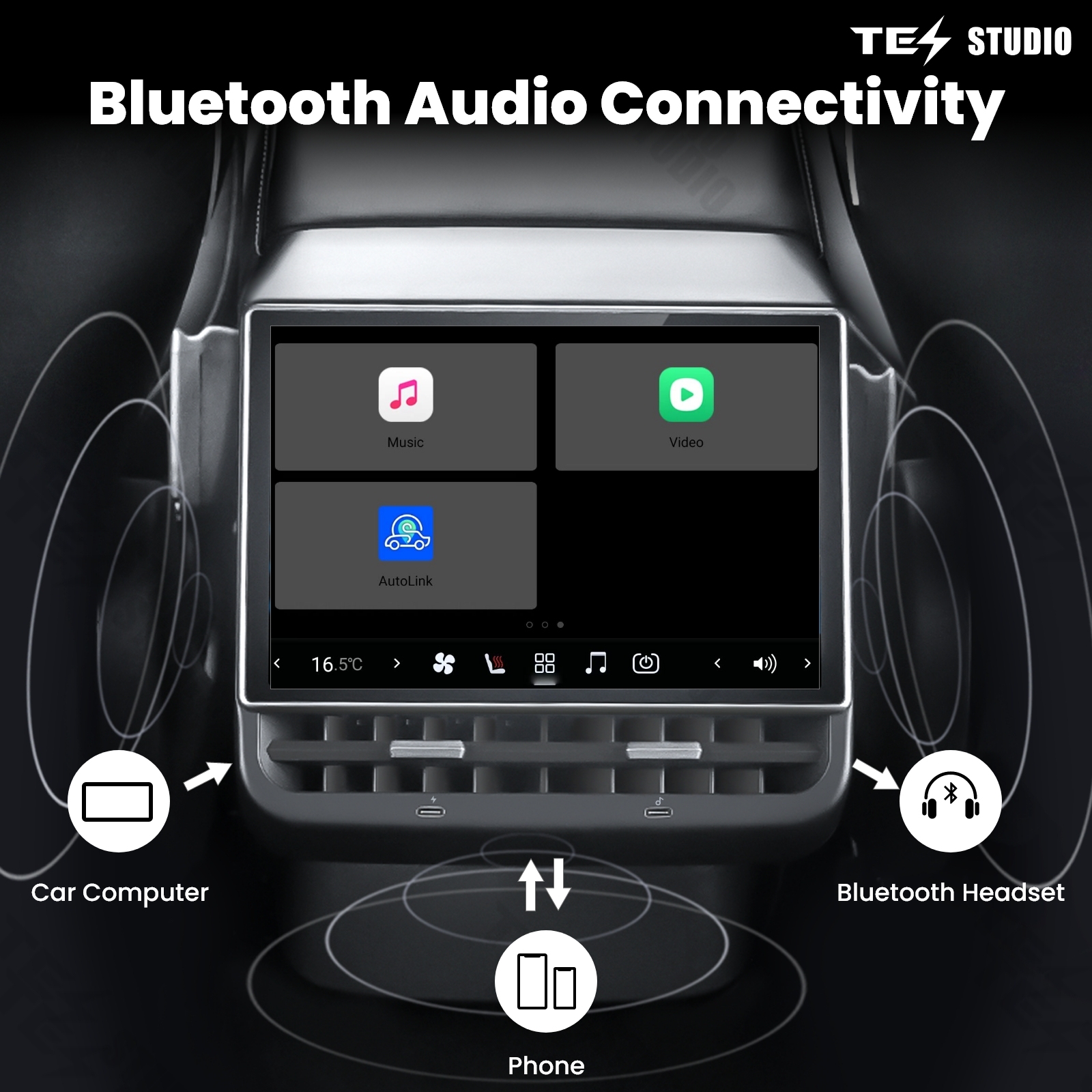 Tesstudio Tesla Accessories R8 Rear Entertainment Display For Model 3/Y（February 2019+）