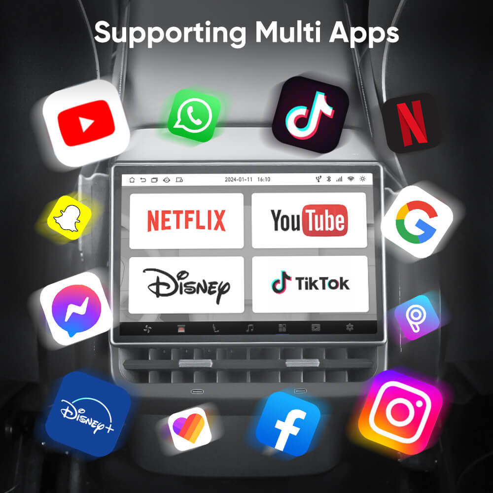 Tesstudio R86 Android Rear Entertainment Screen for Tesla Model 3/Y - Essential Tesla Accessories Upgrade with 8.66" HD Display-Tes studioScreen,Model Y interior,Model 3 interior,Model Y,Model 3tesla accessories