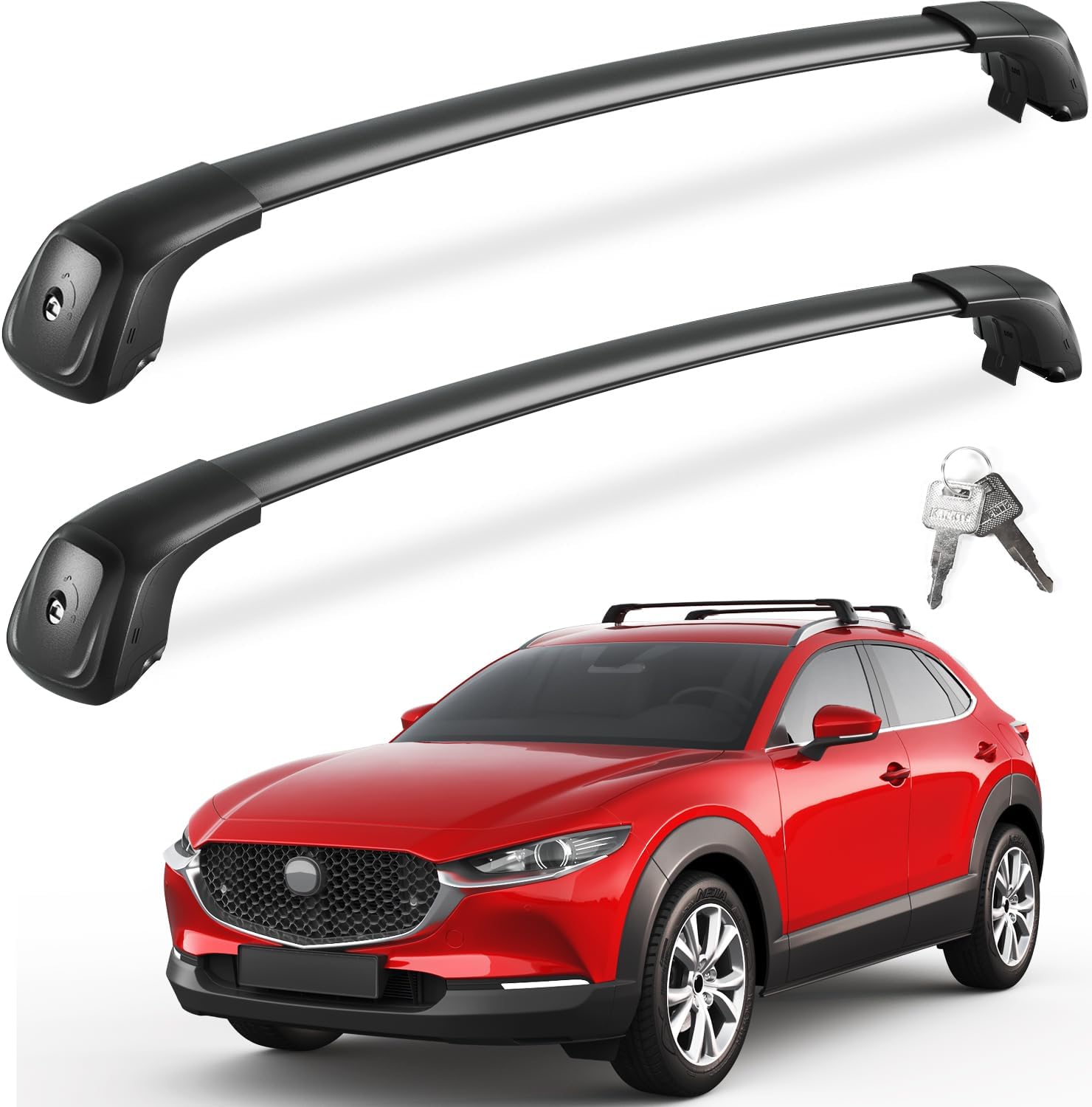 Lockable Roof Rack Cross Bars for Mazda CX-30 2020 C2025 Flush Side